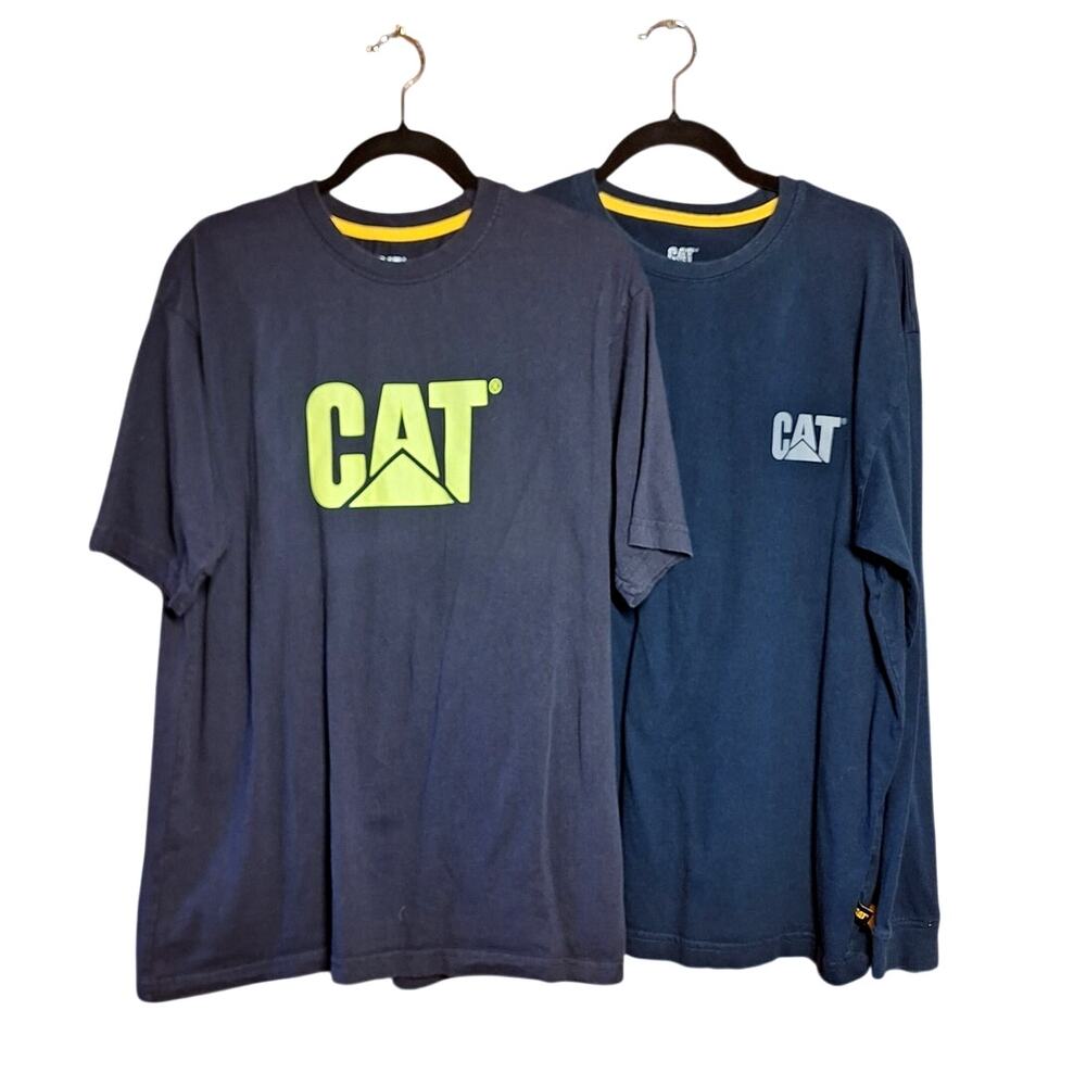 Caterpillar Workwear mens lot of 2 graphic print tee's long & short sleeve black
